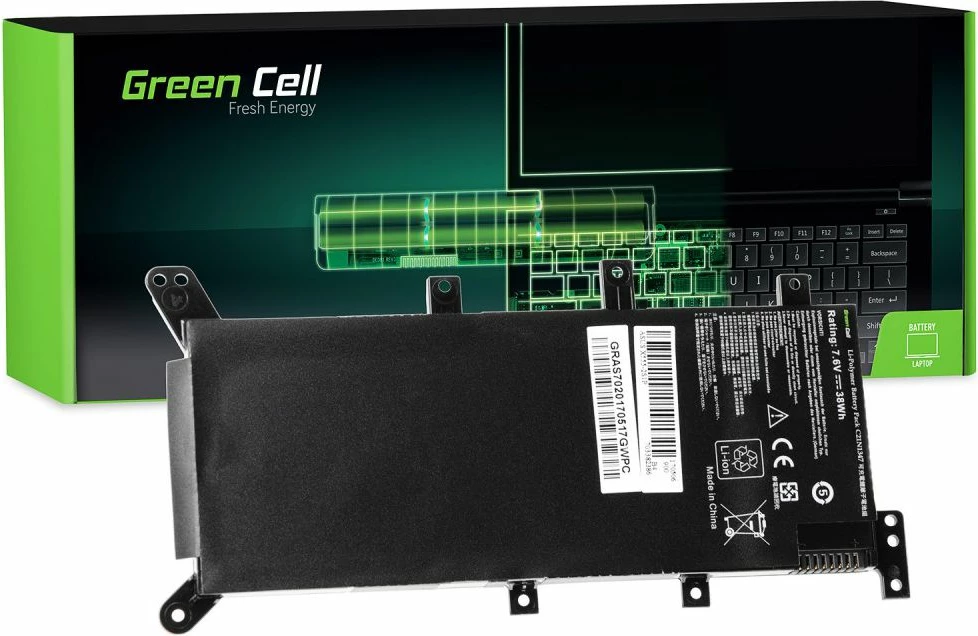 Bateri laptopi Green Cell AS70 4000 mAh 7.6V Li-Poly, e zezë