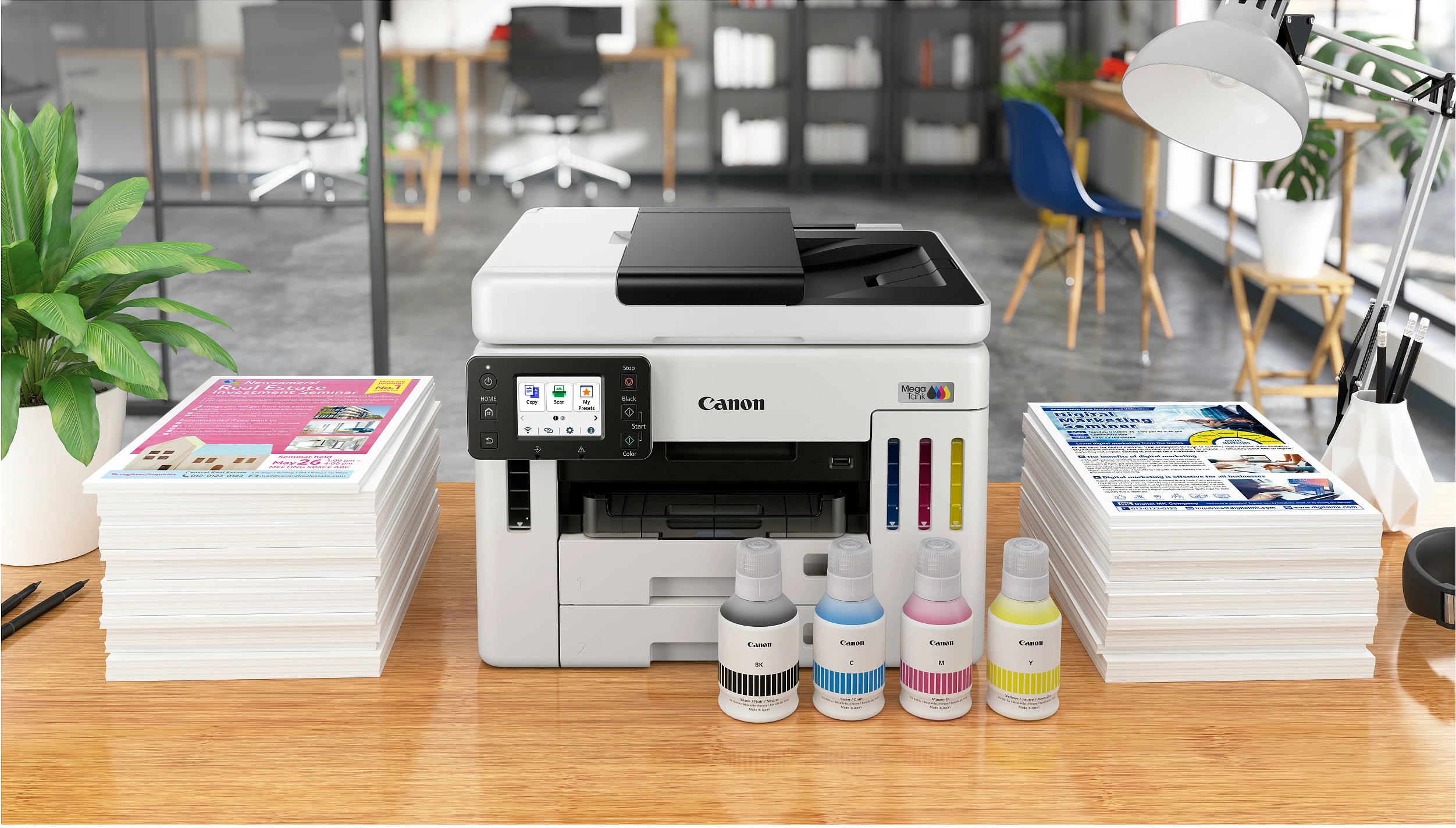 Printer multifunksional Canon MAXIFY GX7150, Inkjet MegaTank, A4, duplex, ADF 50 fletë, Ethernet, bardhë/zi