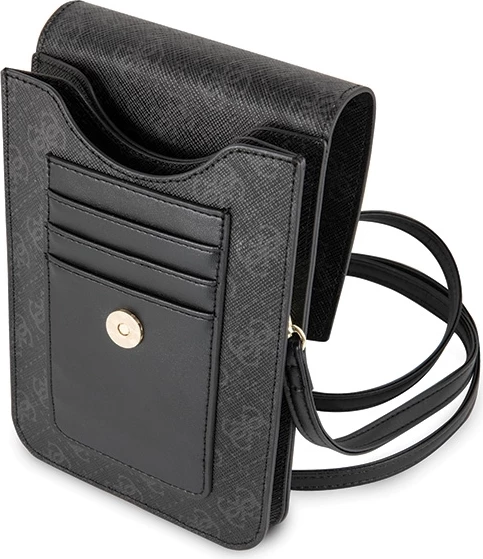 Çantë për telefon, Guess, GUWBSQGBK 4G, lëkurë ekologjike Saffiano, 17.5 x 11.5 cm, e zezë