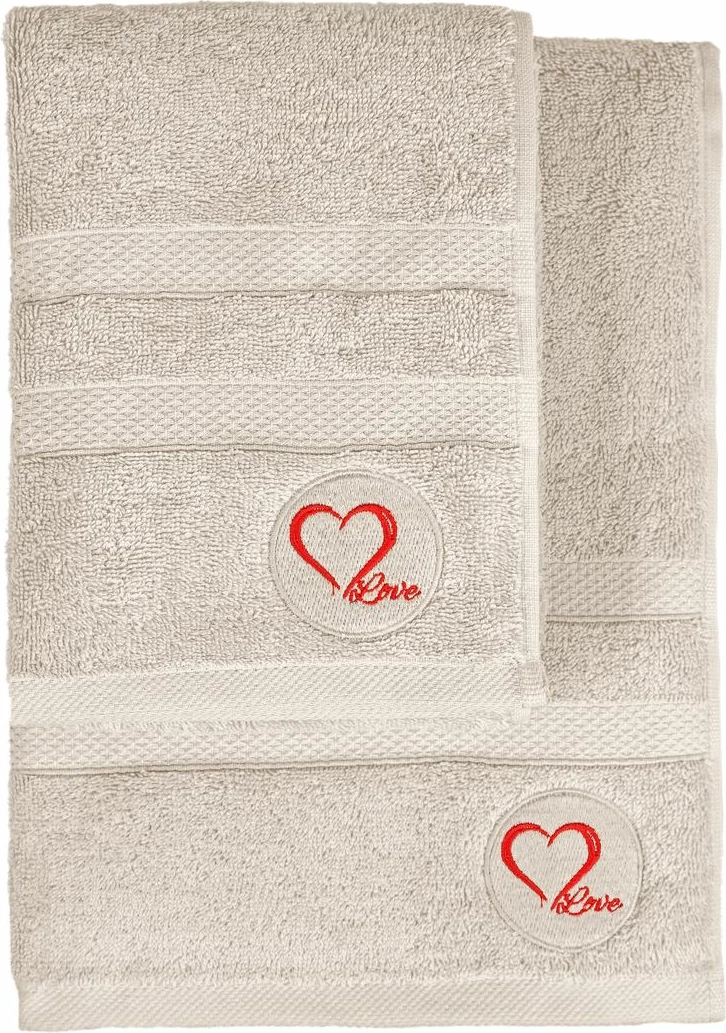 Set peshqirësh duarve dhe trupit (2 copë), Mijolnir, Love, bezhë
