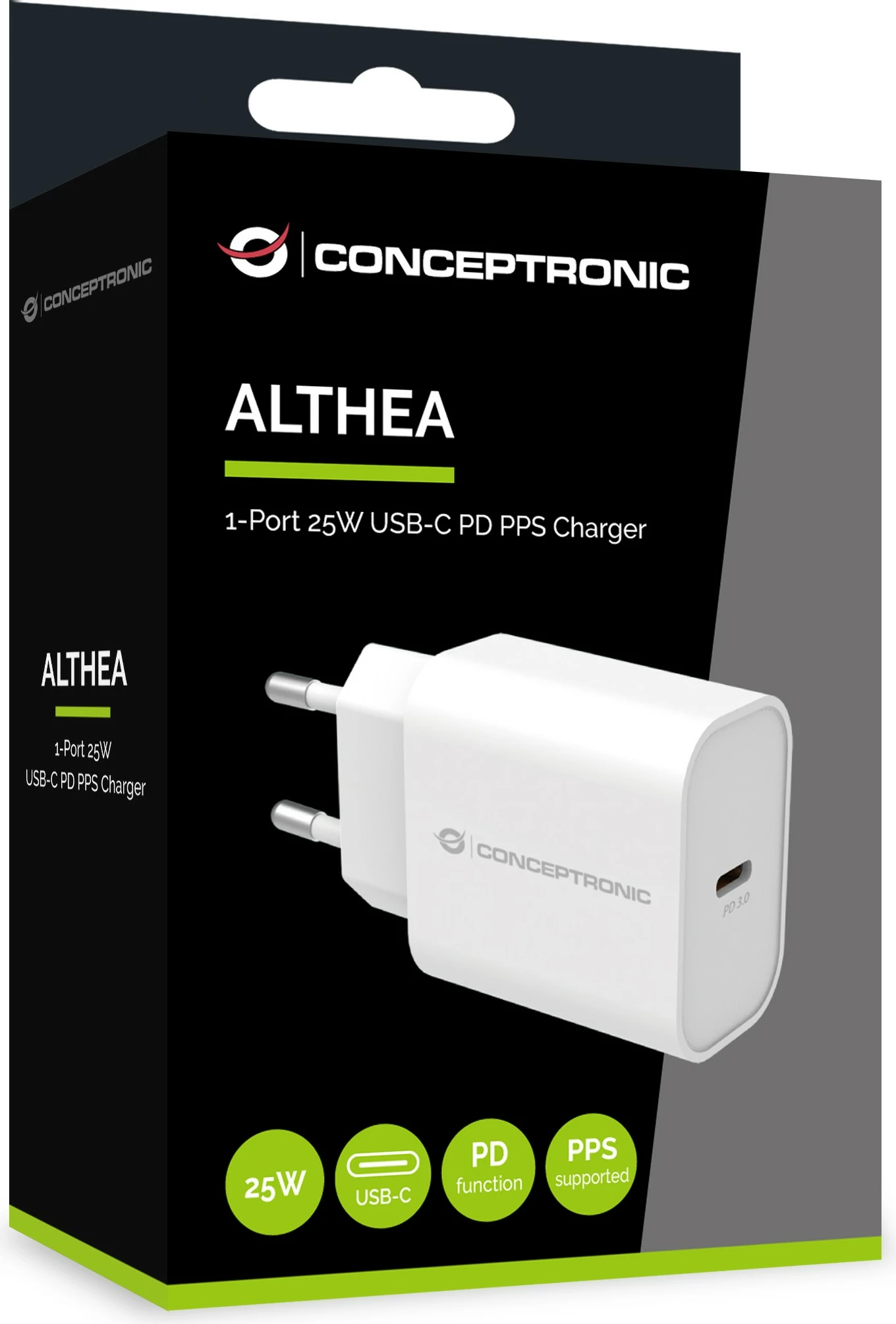 Karikues Conceptronic 1Port USB-C 25W PD3.0/PPS i bardhë