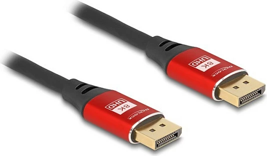 Kabllo DisplayPort DeLOCK 1.4, 5 m, 8K@60Hz, 32.4 Gbps, kuqe/zezë