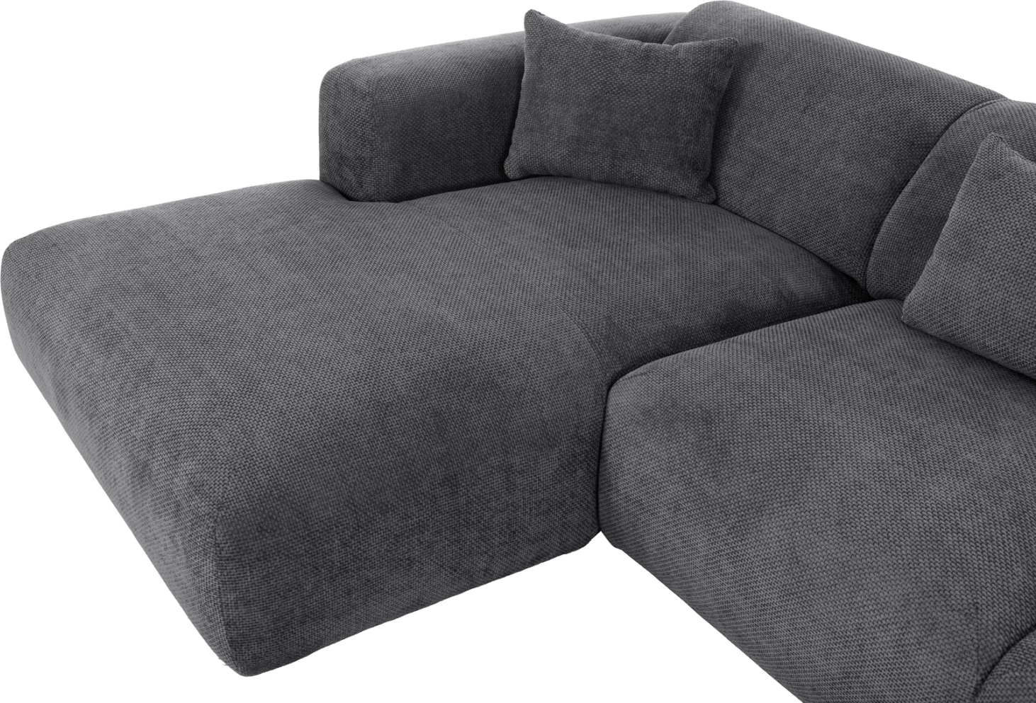 Divan qoshe, BRICKEN FH3275.04L, pëlhurë antracit, 110-282x98-160x72H cm