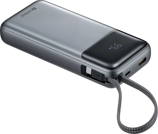 Powerbank Sandberg All-in1 20000mAh PD 67W me kabllo USB-C të integruar, gri
