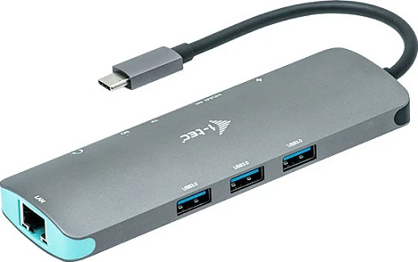 Docking stacion I-Tec Metal USB-C Nano, HDMI 4K, LAN Gigabit, Power Delivery 100W, argjendtë/turkez