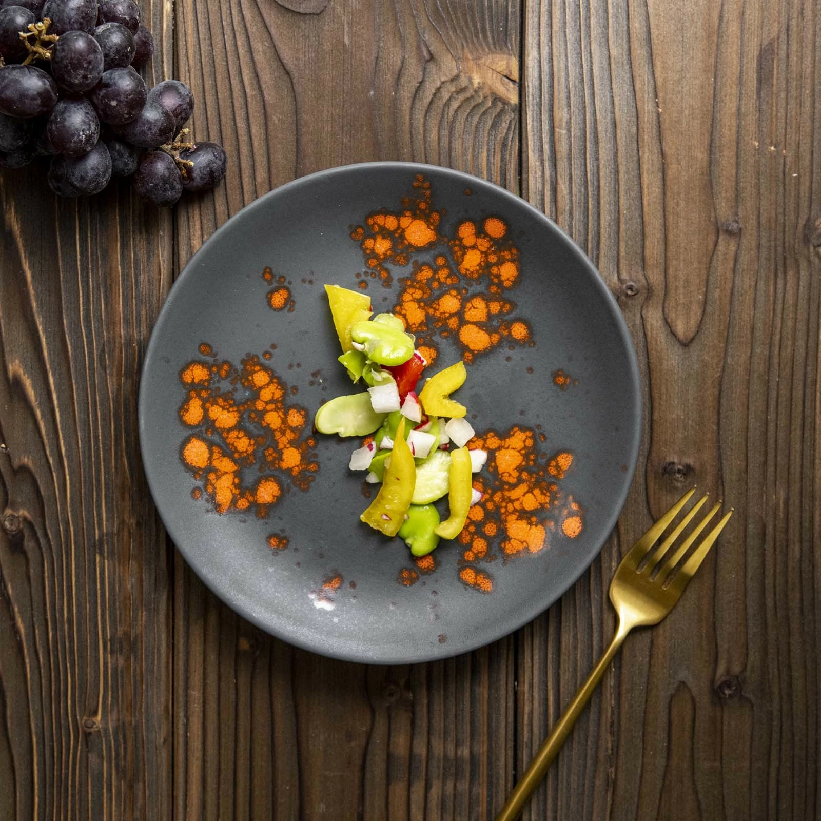 Pjatë e sheshtë Fine Dine Bloom Ø190 mm, porcelan, e zezë, set 6 copë