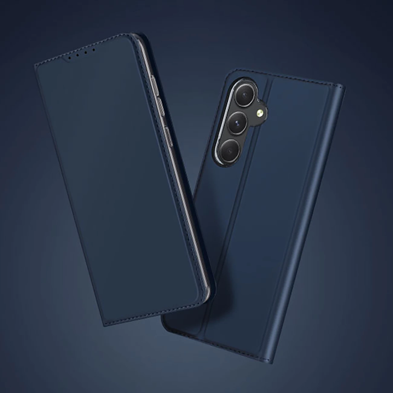 Mbështjellës Dux Ducis Skin Pro për Samsung Galaxy A55 5G, me kapak dhe xhep për kartela, Kaltër