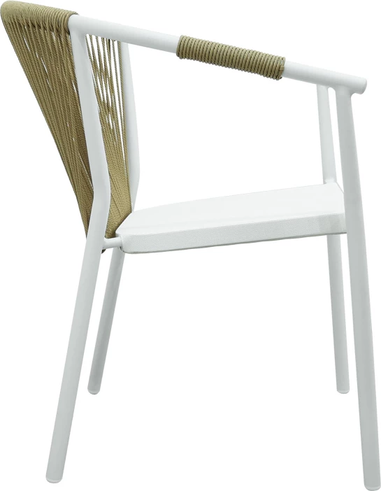 Karrige alumini, ngjyrë e bardhë, tekstilene-ratan, 56x63x82cm