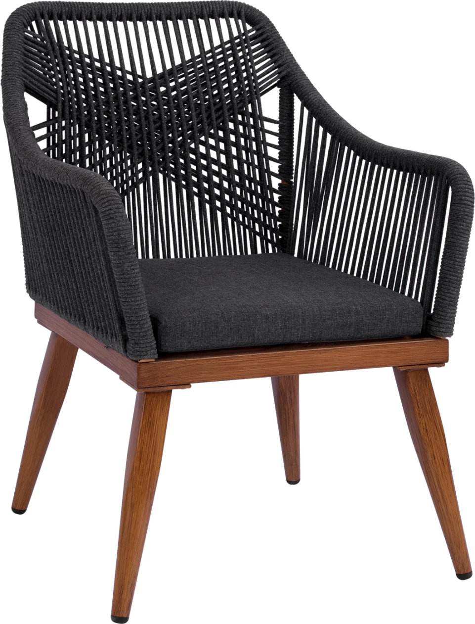 Karrige alumini MYRTIA FH5549.01 me litar gri dhe këmbë arre 62x63x90Hcm