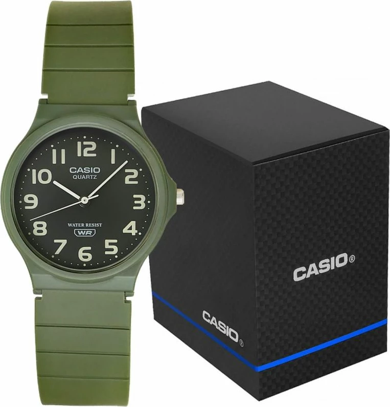 Orë dore femra Casio MQ-24UC-3BEF, e gjelbër, me kuti