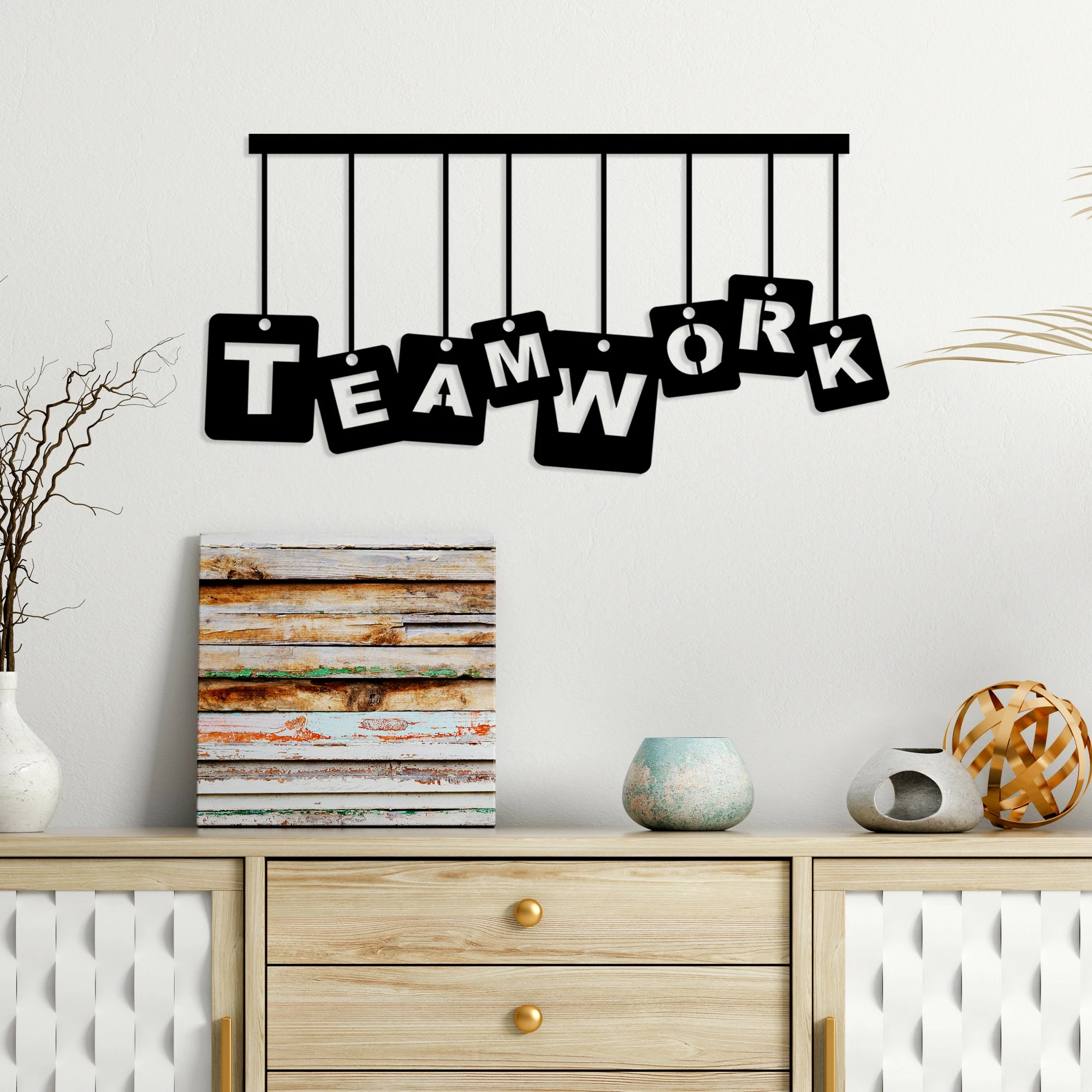 Aksesor dekorativ metalik për mur, Wallity, Teamwork