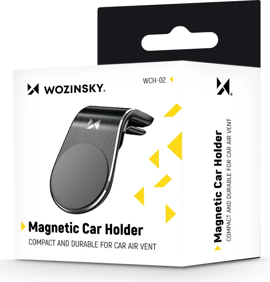 Mbajtës magnetik për celular Wozinsky WCH-02 për grilë ventilimi, i zi