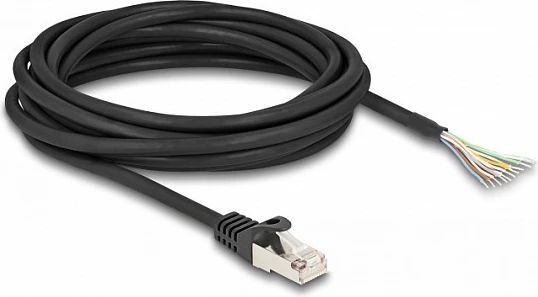 Kabllo rrjeti DeLOCK RJ50 mashkull në skaje teli të hapur, 5 m, S/FTP, e zezë