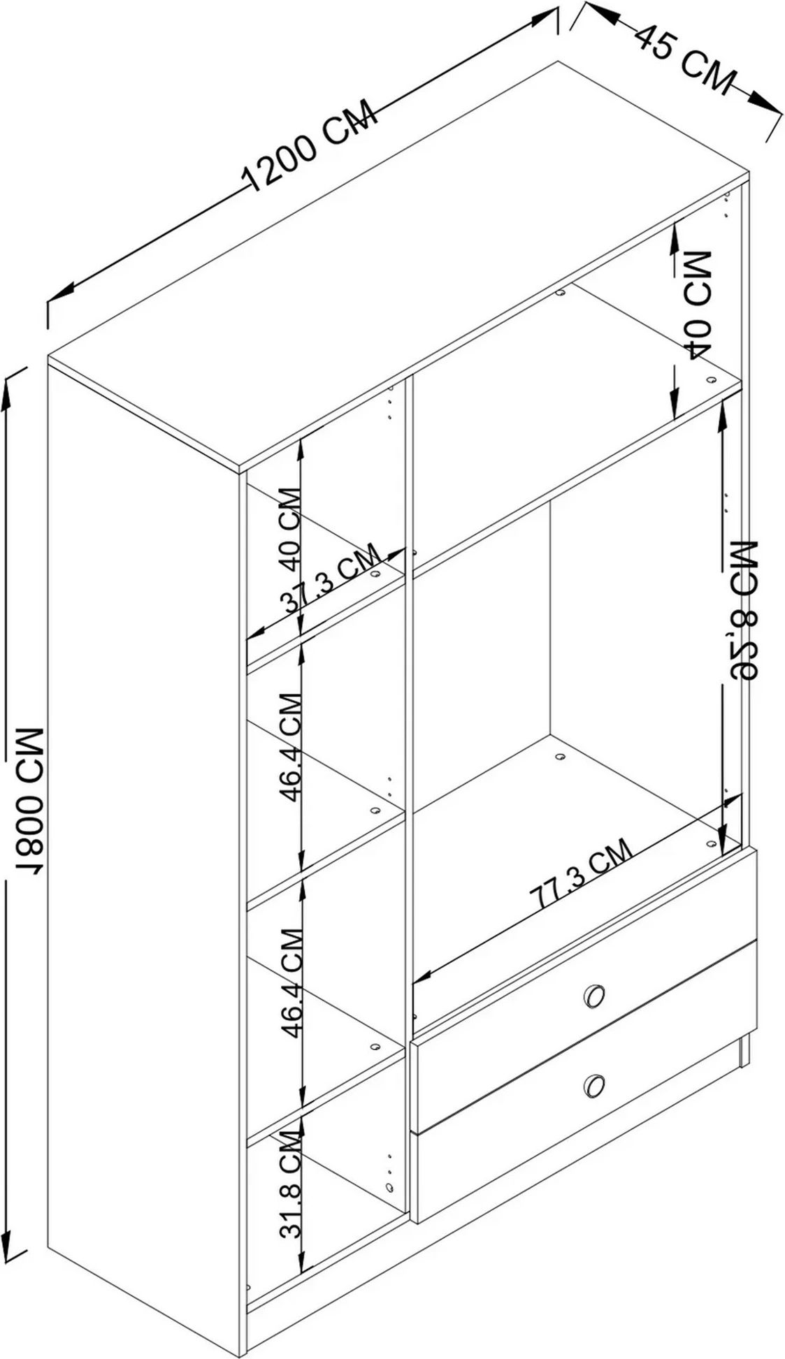 Dollap rrobash, ngjyrë gri, Skye Decor Yaman Luna 1600-037, 120x181x45cm