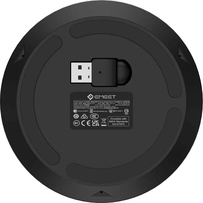 Altoparlant konferencash wireless EMEET Luna, 2600 mAh, Bluetooth 4.2, USB-C/AUX, 360° mikrofon, me adapter USB A200, i zi