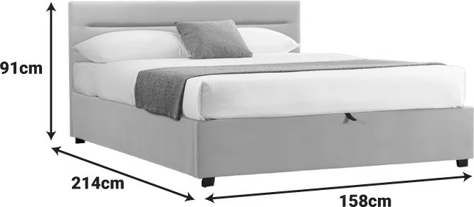 Krevat Molito kadife, ngjyrë ecru, me hapësirë për depo, 150x200cm