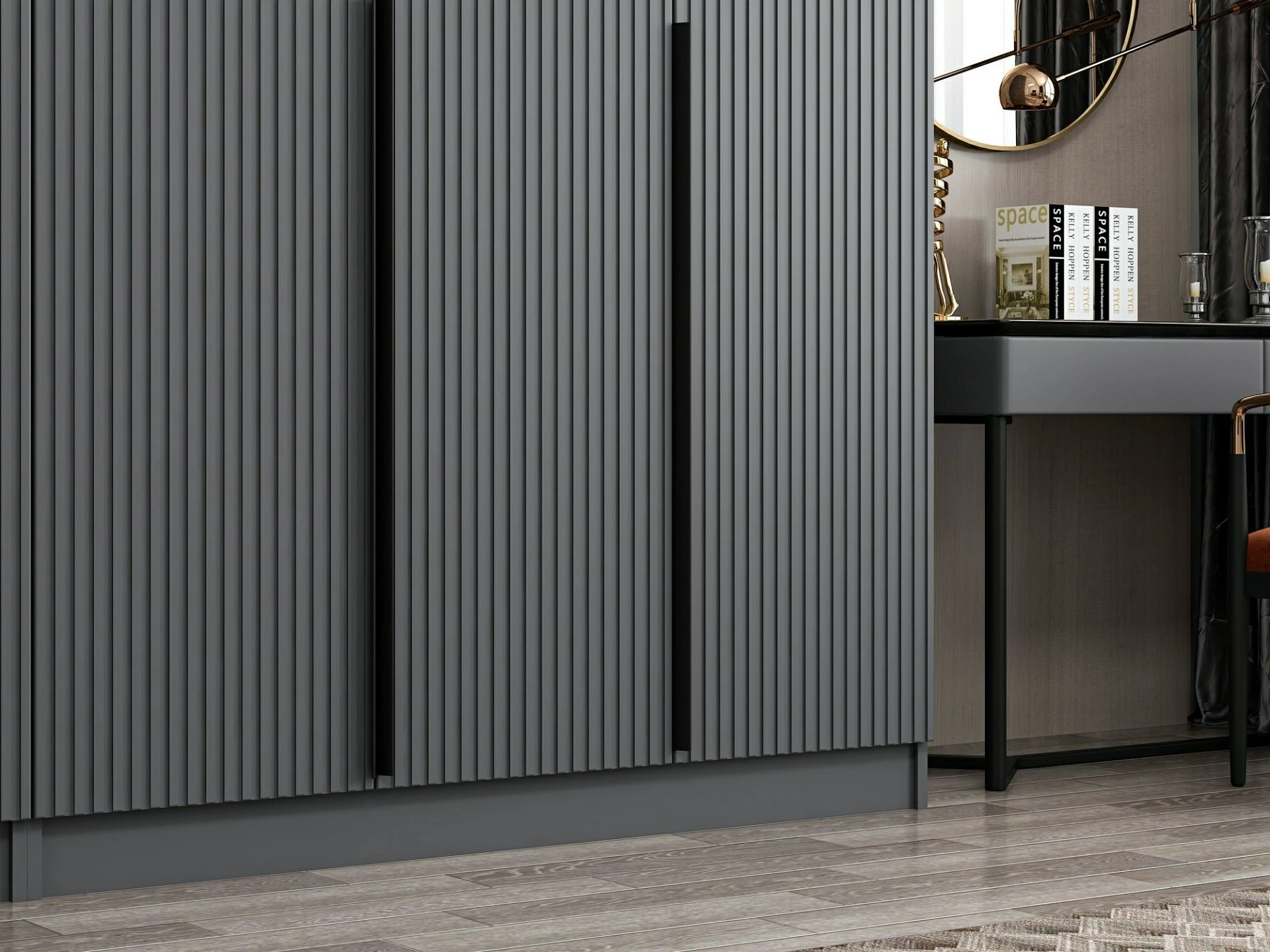 Dollap garderobe Skye Decor, ngjyrë antracit, Kale Plus - 7775