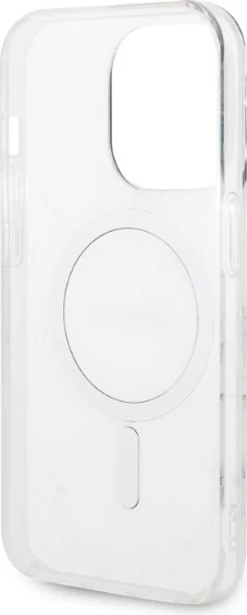 Set mbështjellës Guess Marble Collection me karikues wireless MagSafe për iPhone 14 Pro Max, 6.7", zi/artë