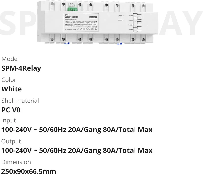 Matës I Energjisë SONOFF SPM-4Relay (Bardhë)