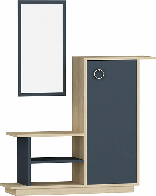 Mobilje hyrëse me pasqyrë Ceel, ngjyrë natyrale-karbon, 80x29.5x90cm