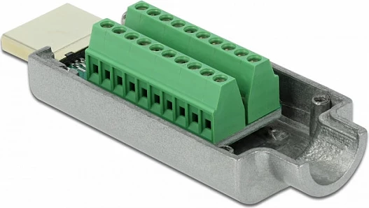 Adapter DeLOCK HDMI-A mashkull në bllok terminali, kasë metalike, Plug & Play, gri