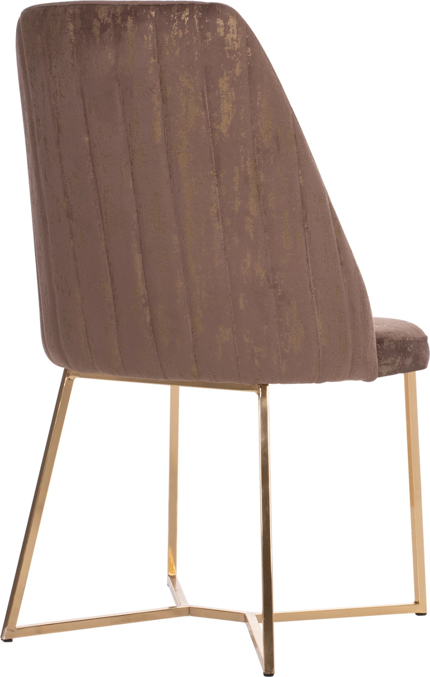 Karrige profesionale ZIZI, kadife kafe, bazë e artë, 52x62x92H cm