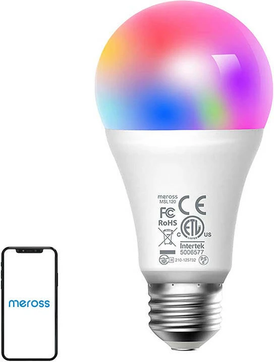 Llambë LED e mençur Meross MSL120EU, E27, RGB, 810lm, Wi-Fi