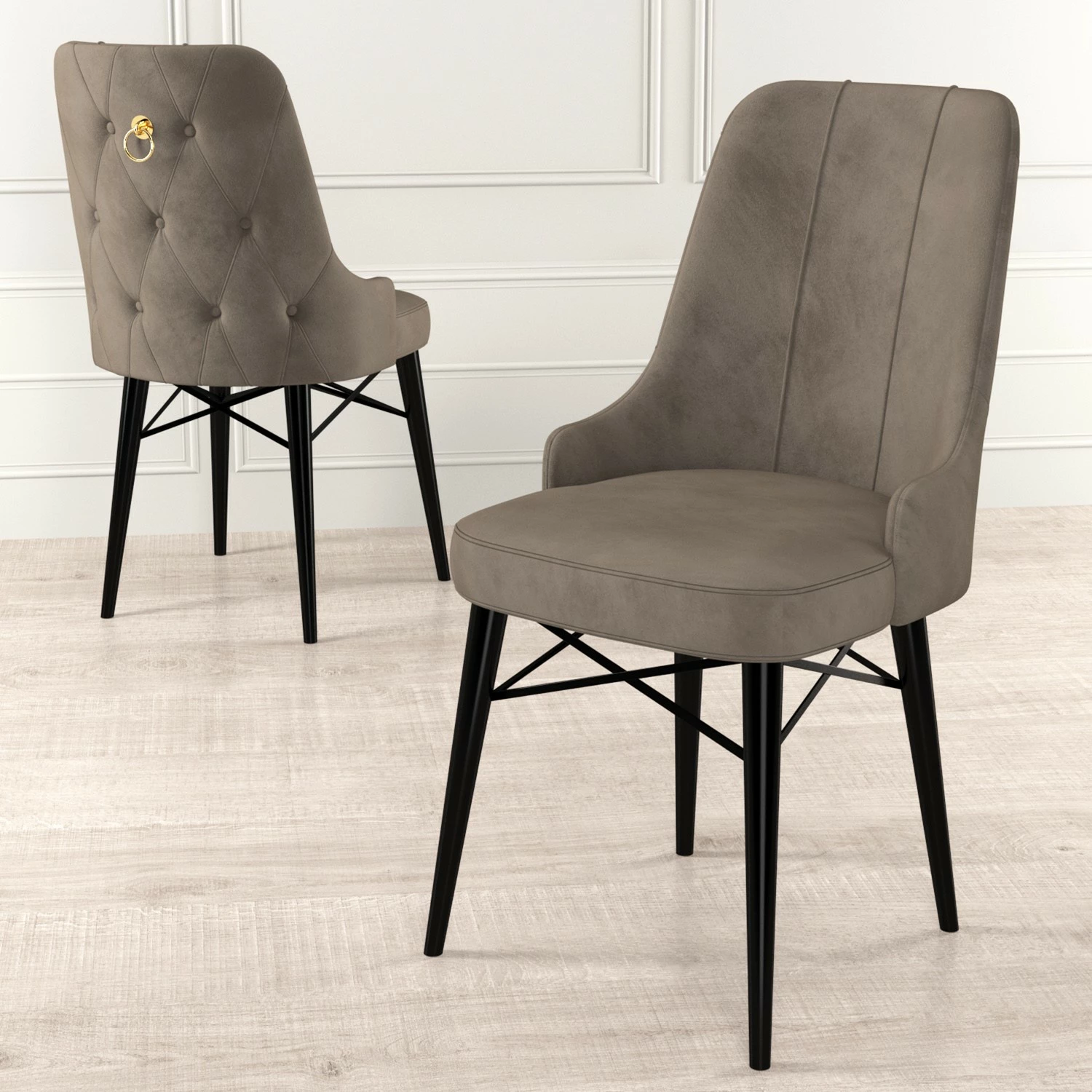 Set karrigesh (6 copë), Hanah Home, Pare, kapuçino, e zezë