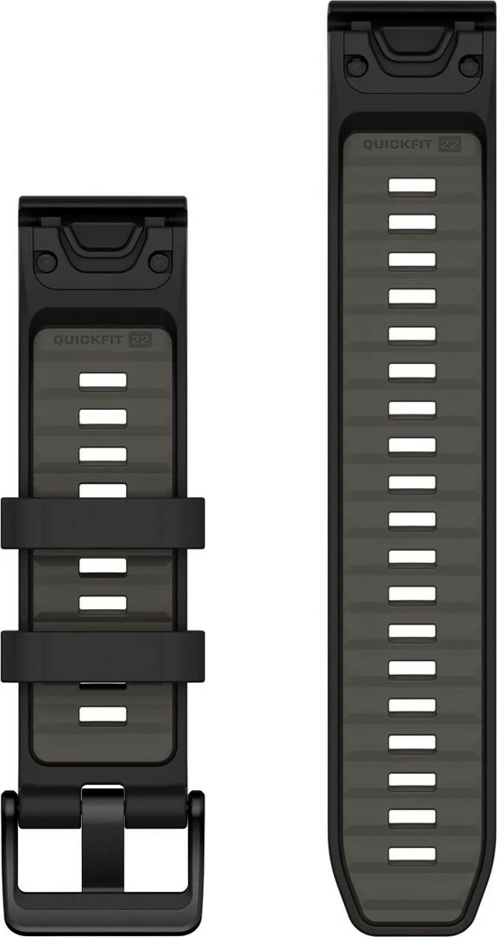 Rríp silikoni Garmin QuickFit për smartwatch, 22mm, i zi/gri
