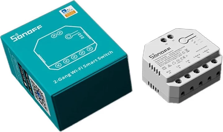 Switch i mençur Sonoff Dual R3, Wi-Fi, 2 kanale, matje e konsumit, i bardhë