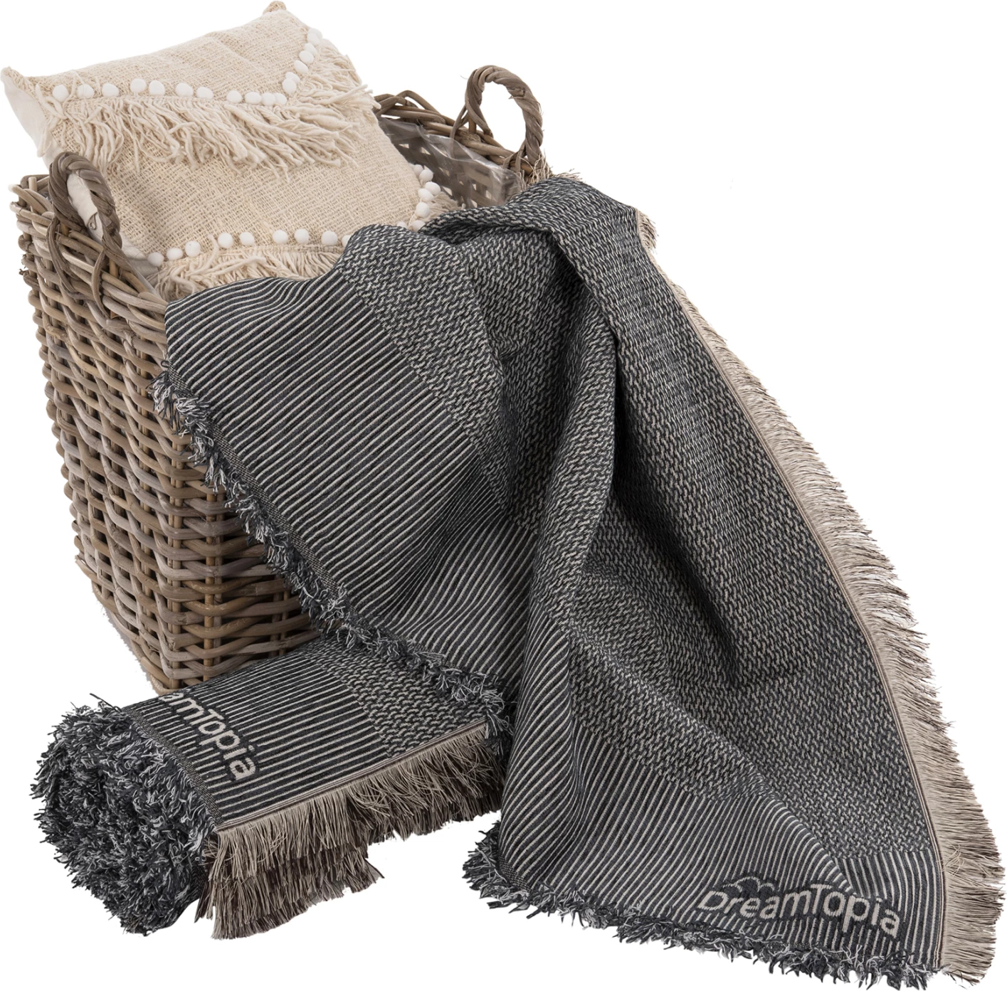 Mbulesë divani me thekë DREAMTOPIA FH12164.03 ngjyrë blu e errët 178x178 cm