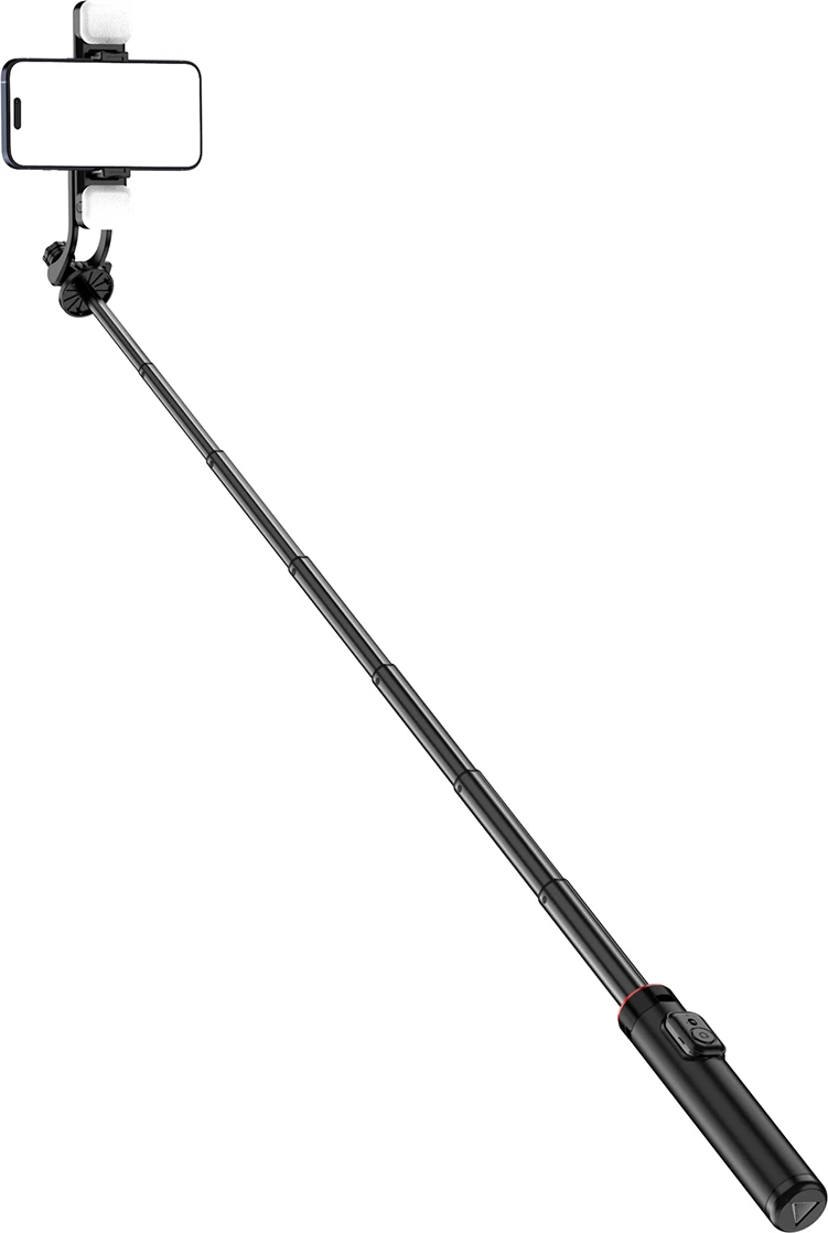 Selfie stick Hurtel WC12YDS tripod teleskopik me dy llampa, 1.3m, Bluetooth, i zi