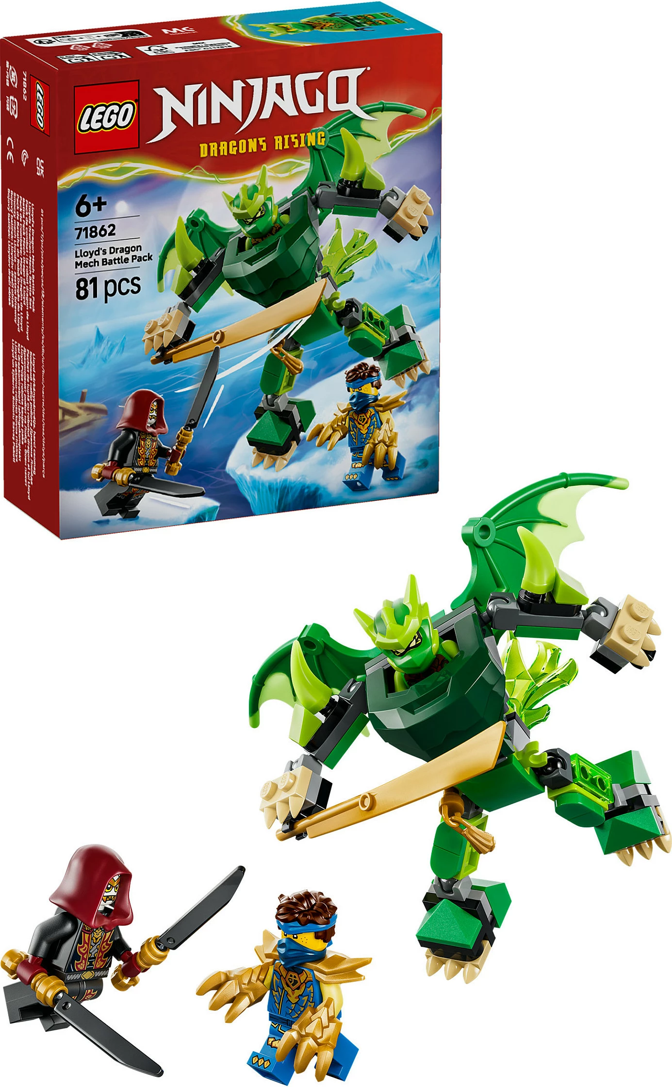 Set ndërtimi LEGO NINJAGO 71862 Lloyd's Dragon Mech Battle Pack, 81 copë, shumëngjyrësh