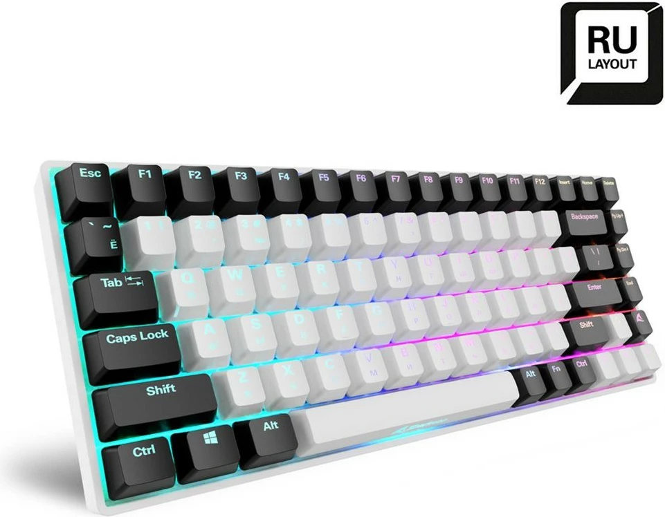 Tastierë mekanike Sharkoon SKILLER SGK50 S3, Gateron Yellow, RGB, 75%, RU, e bardhë