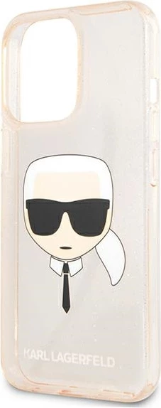Mbështjellës Karl Lagerfeld KLHCP13LKHTUGLGO për iPhone 13/13 Pro 6.1", hardcase, Glitter Karl's Head, Ari