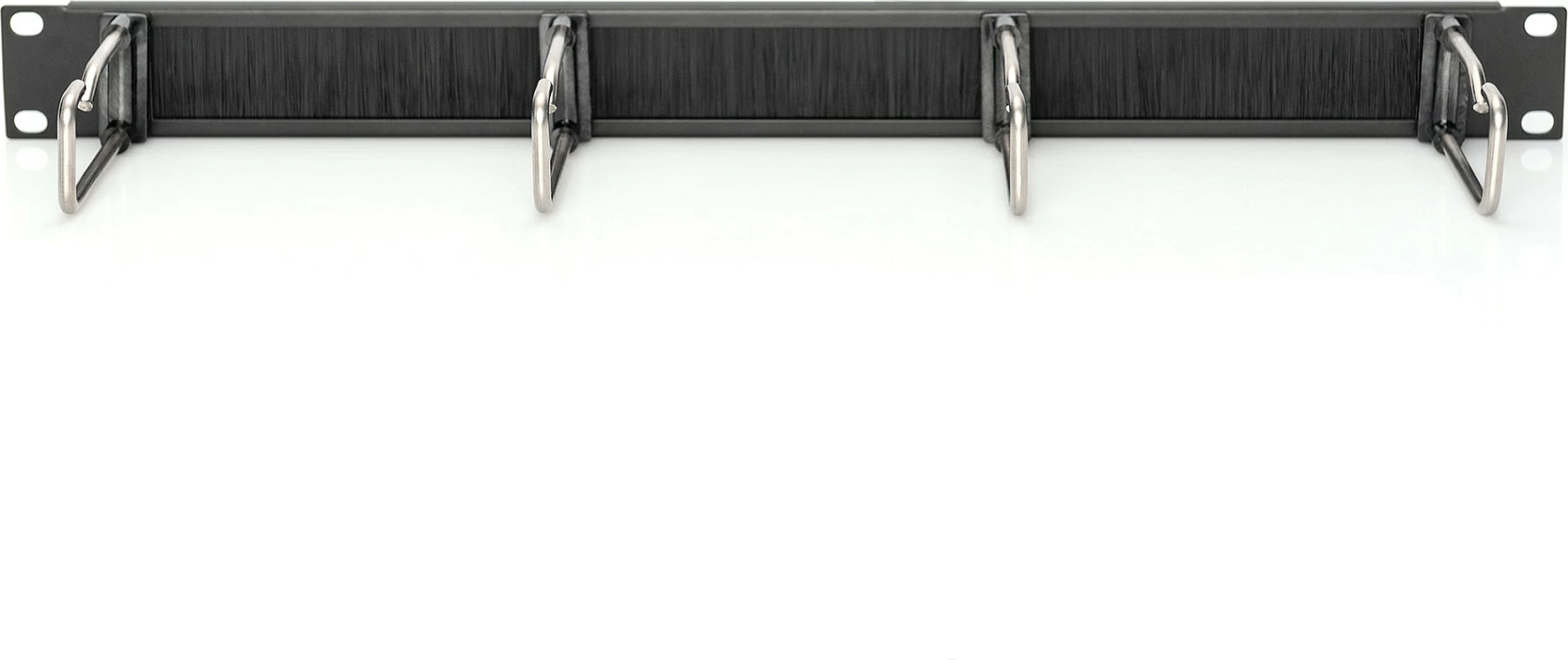 Panel menaxhimi kabllosh Digitus 19" 1U me unaza çeliku dhe shirit furçe, i zi