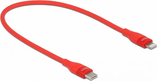 Kabllo DeLOCK USB-C në Lightning 0.5m, MFi, Fast Charge, e kuqe
