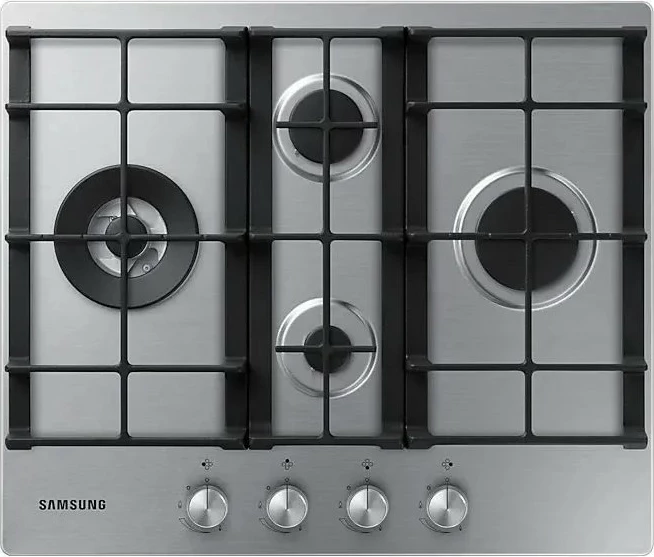 Pianurë gazi e inkastruar, Samsung NA64H3041BS/L1, 4 djegës, 10.3 kW, ndezje elektrike, grila gize, mbajtëse Wok, argjendtë Inox