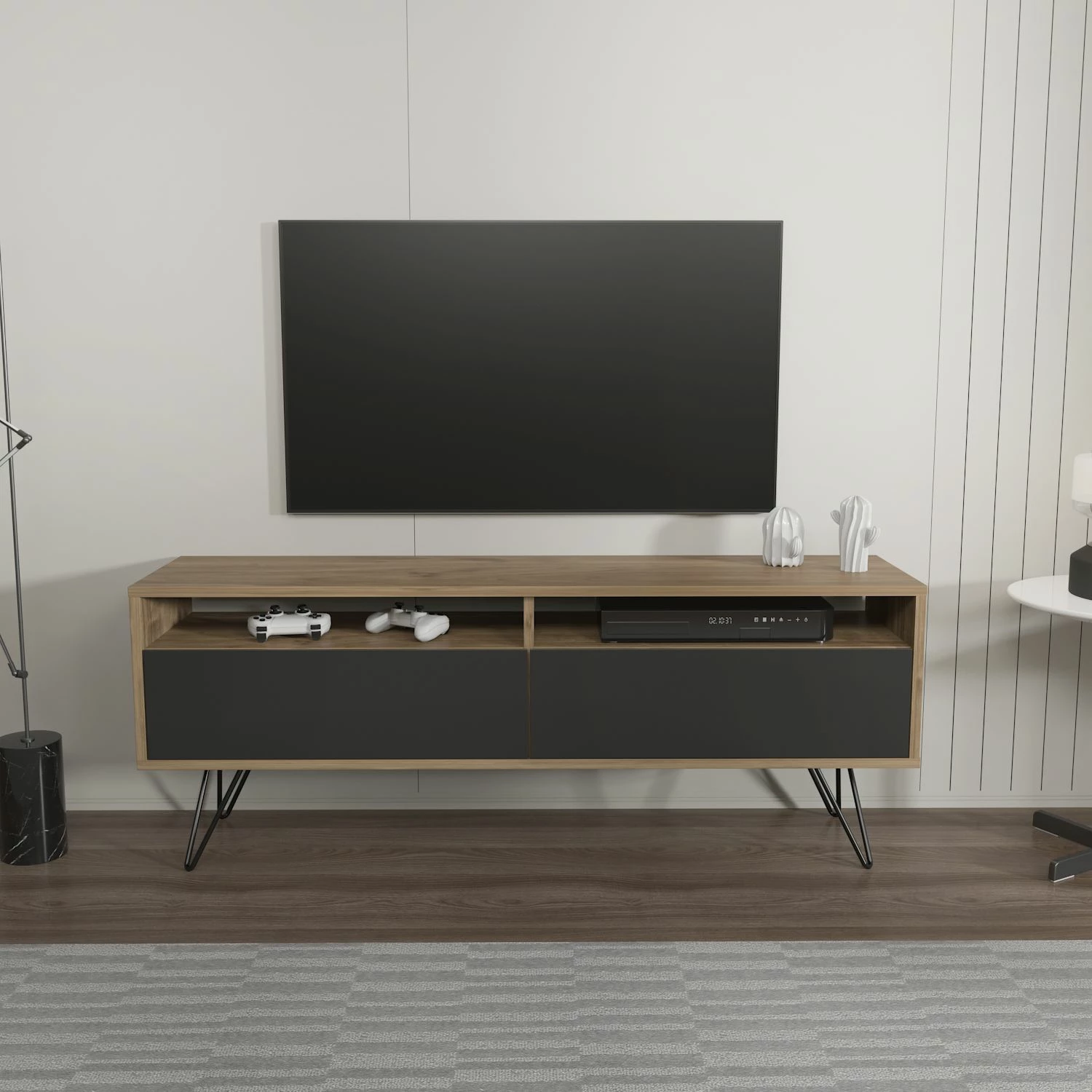 Komodë TV Skye Decor, ngjyrë arre, e zezë