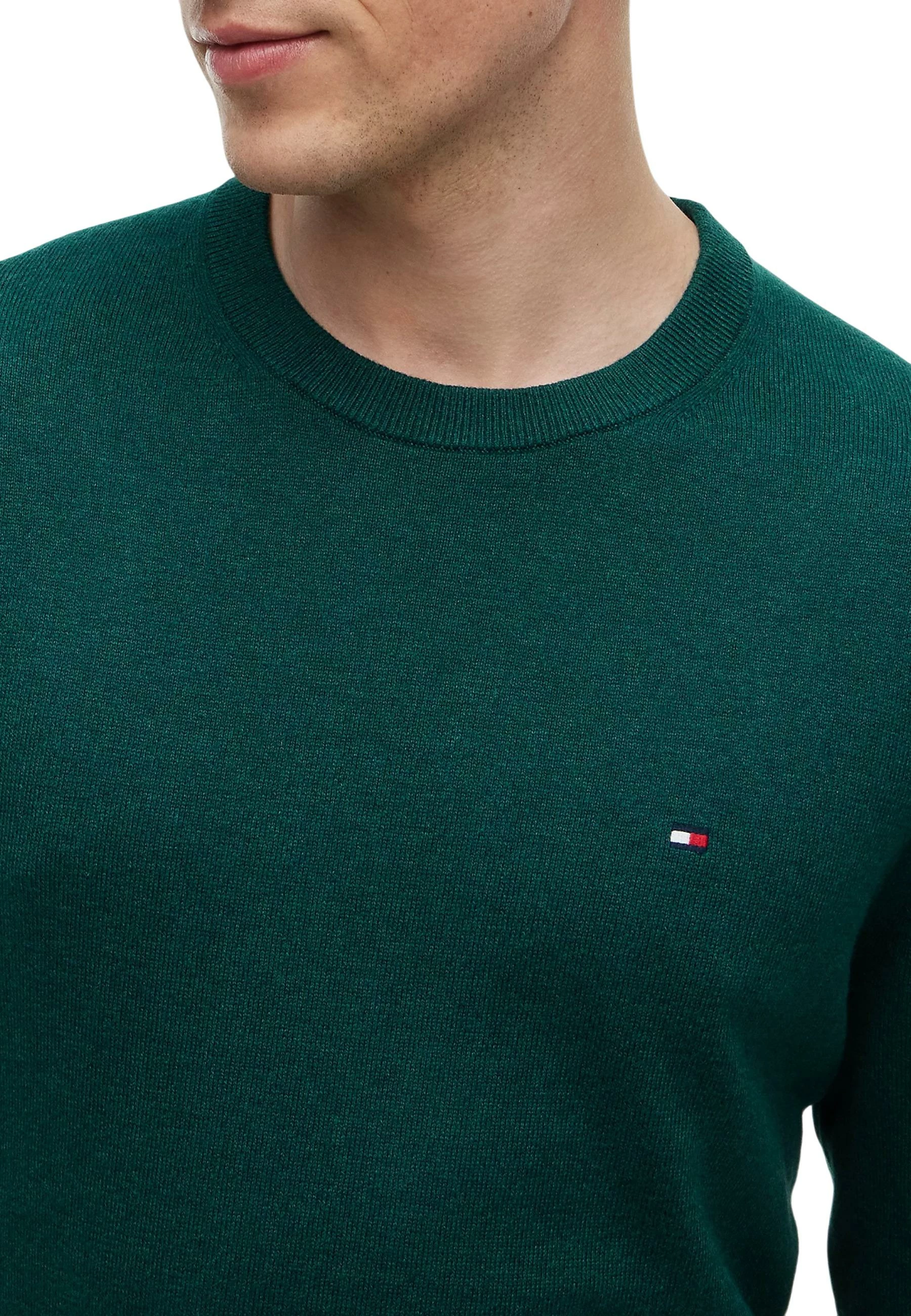 Xhemper për meshkuj Tommy Hilfiger PIMA ORG CTN CASHMERE MW0MW28046, i gjelbër i errët [Madhësia: L]
