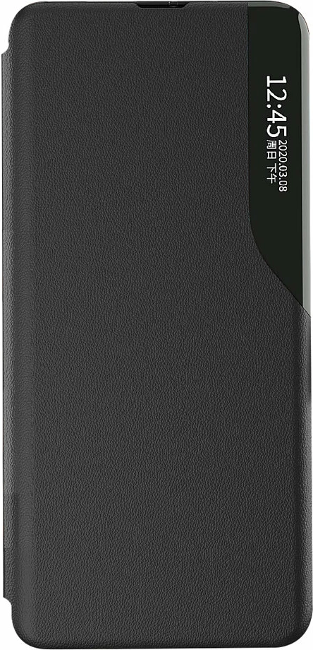 Mbështjellës Hurtel Eco Leather View Case për Poco M4 Pro 5G/Redmi Note 11S 5G/Note 11T 5G, me kapak, funksion stand, e zezë