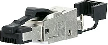 Konektor RJ-45 METZ CONNECT 130E405032-E, Cat.6A, i ekranum, 10GbE/PoE, zi/argjendtë