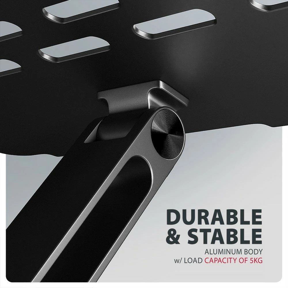 Mbajtëse laptopi AXAGON STND-LQB, 10–17.3", rregullim lartësie dhe këndi, alumin, e zezë