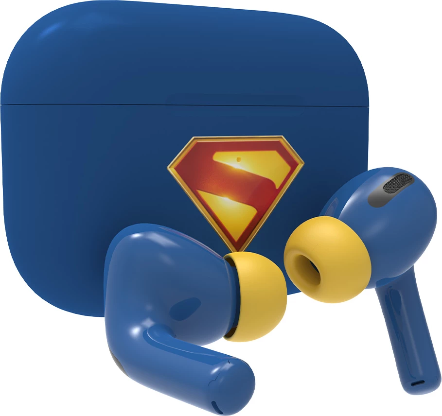 Kufje Moye Superman True Wireless (TWS) Bluetooth 5.4, me kuti karikimi USB-C, blu