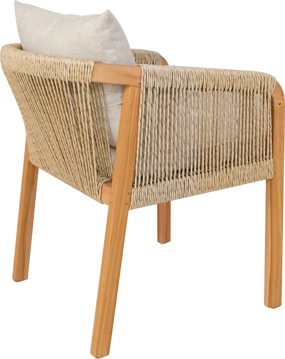 Karrige Clarin, skelet dru teak dhe litar pe, ngjyrë natyrale, 55x65x73cm