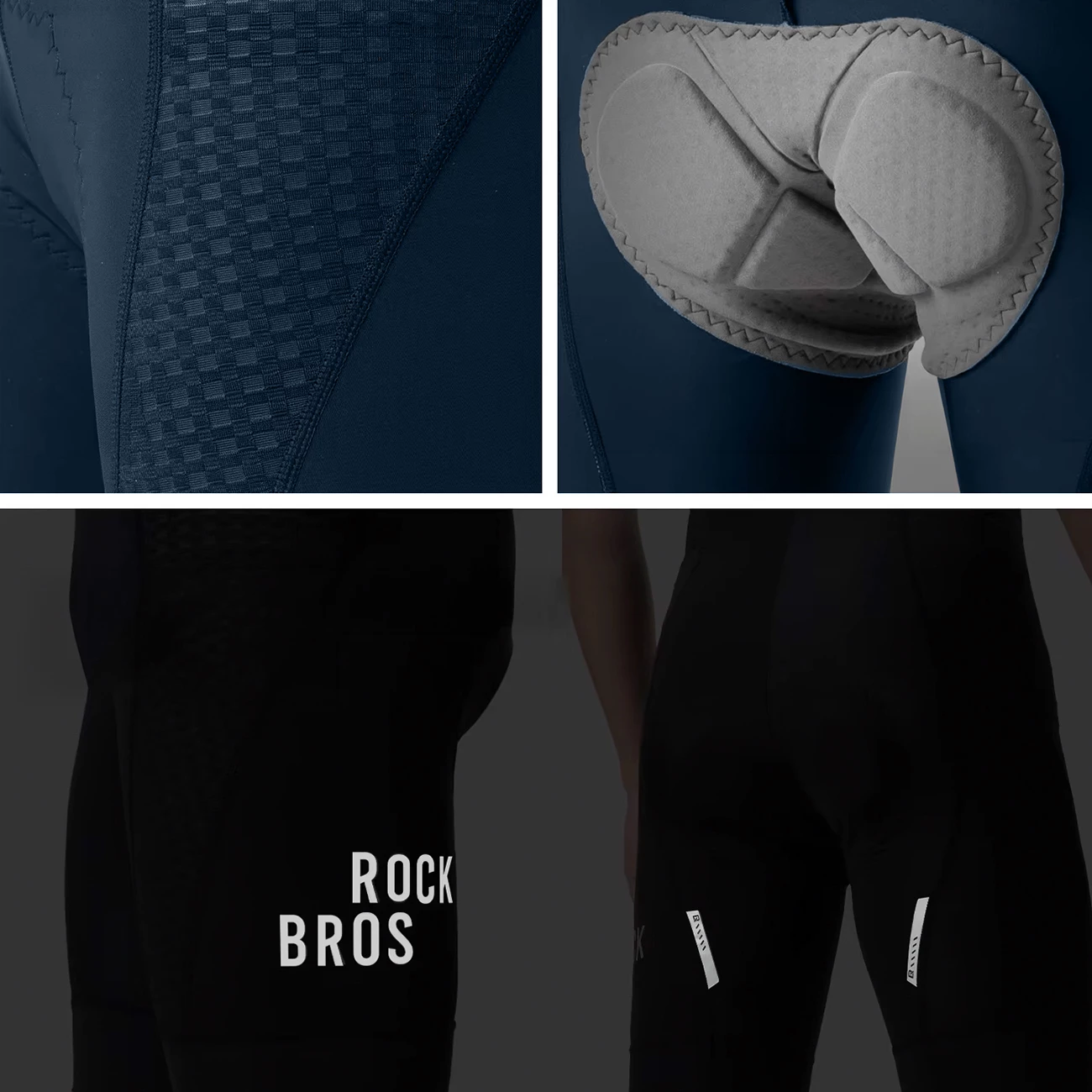 Pantallona bib për çiklizëm Rockbros YDDK009 me jastëk, madhësi S, blu e errët
