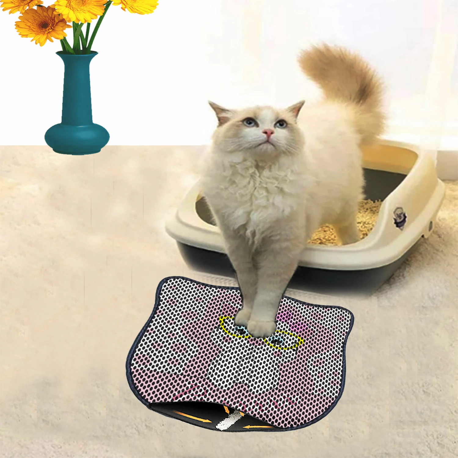 Tapet për rërë maceje, shumëngjyrësh, Paws & Whiskers, Kdkafa0219, 40x50cm