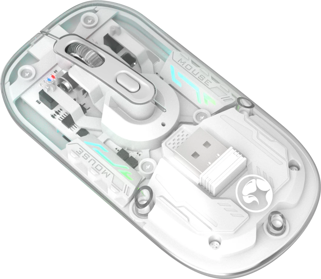 Maus Marvo M808W Prism 20W wireless, 2.4GHz/Bluetooth, RGB, bateri 400mAh, transparent