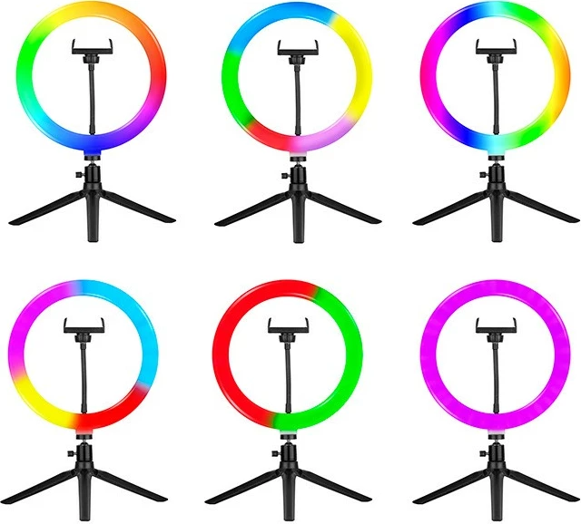 Ring Light Tracer TRAOSW46807 me tripod, 26 cm, RGB, me telekomandë, e zezë