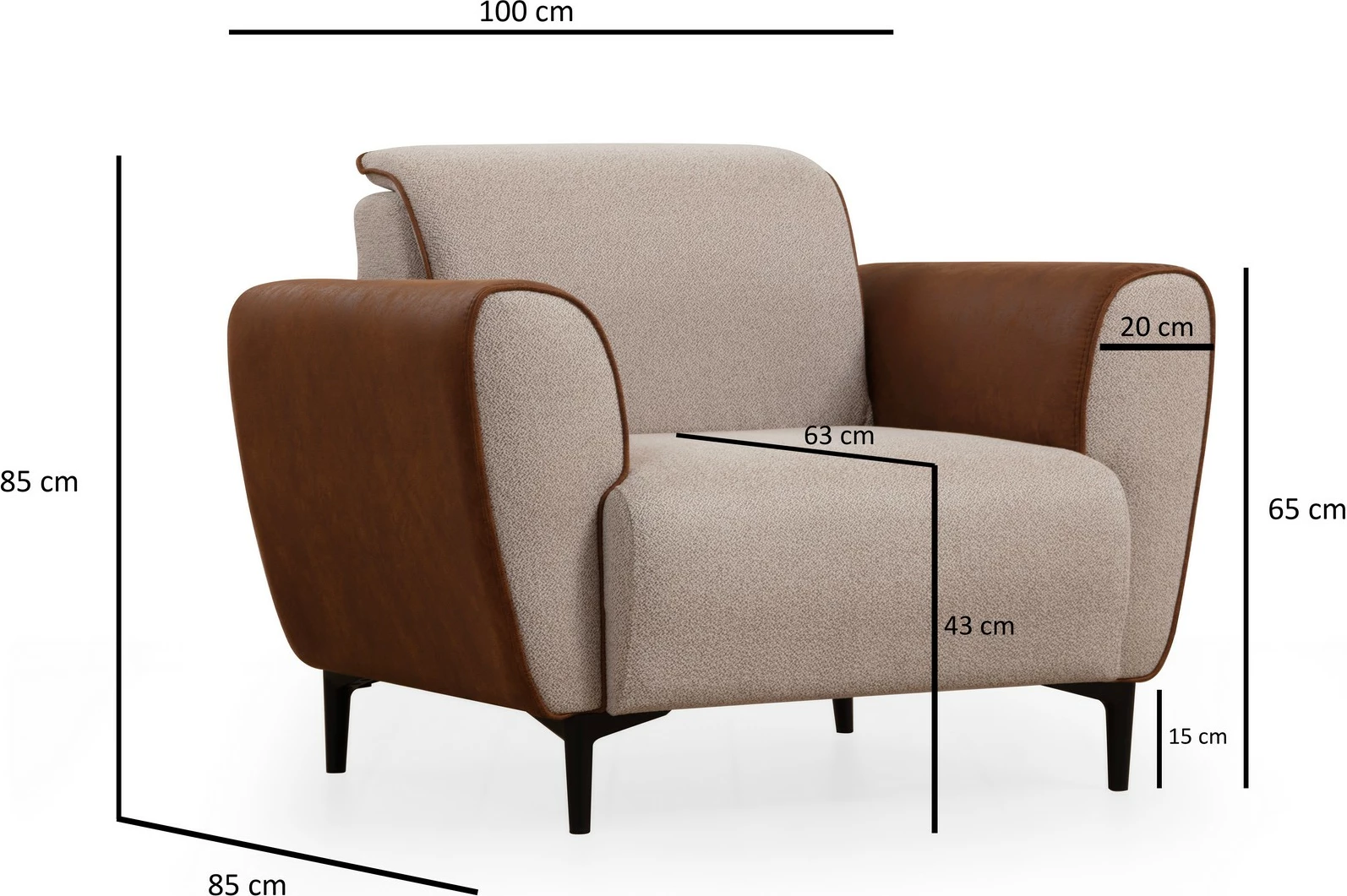 Karrige një vendëshe Atelier del Sofa, bezhë-kanelë